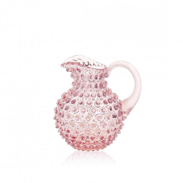 Rounded Glass Jug - Hobnail Design - Medium - Rosaline