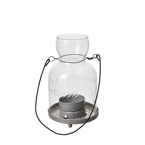Little Hanging Etched Glass Lantern