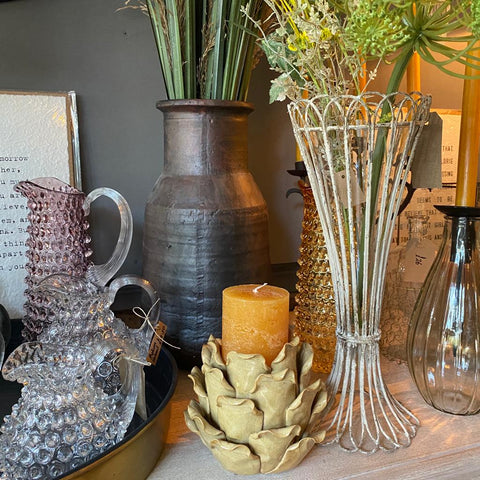 Rustic Tall Wire and Glass Vase - Two Styles