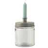 Candle-Holder and Storage Jar for Mini Dinner Candles - Antique Zinc