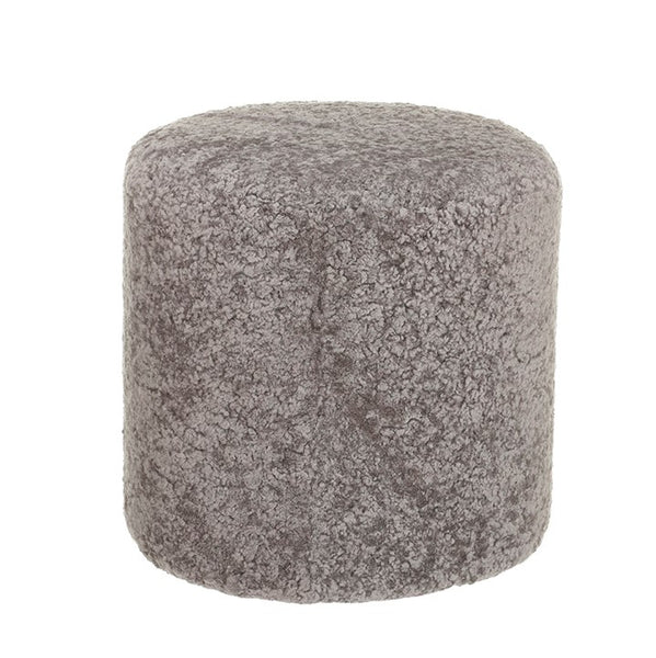 Frida Round Sheepskin Pouffe or Footstool - Stone - 50x50cm