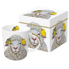 Porcelain mug in gift box with sheep design