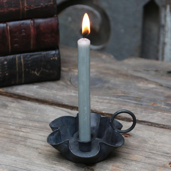 Antique Black Mini Chamberstick for Thin Taper Candle