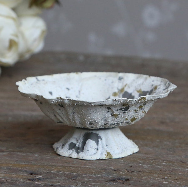 Antiqued Painted Metal Bowl or Candlestand