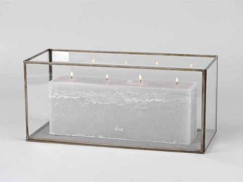 Glass Box Lantern with Metal Edges for Block or Pillar Candle