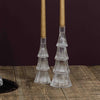 Ribbed Glass Pine Tree Candle Holder for Taper r Dinner Candle