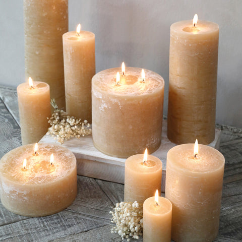 Honey Colour Rustic Pillar Candles