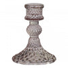 Diamond Pressed Glass Candlestick - Taupe