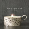 handmade and painted porcelain candle tealight holder with handle