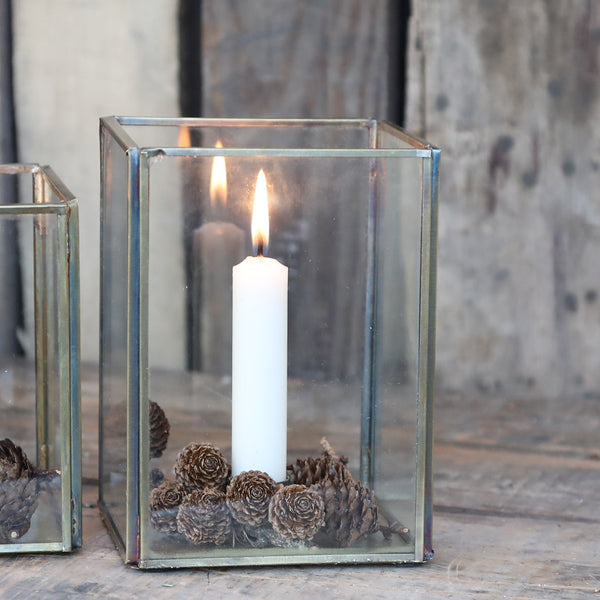 Antique Brass Box Lantern for mini dinner candle