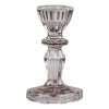 Lace Edged Glass Candlestick - Taupe - Two Sizes