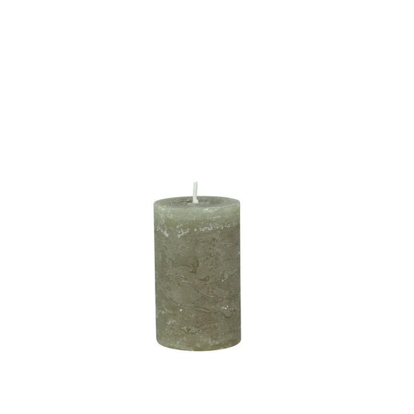 Rustic Pillar Candle Olive Green