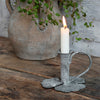 Leaf Chamberstick Candleholder antique zinc