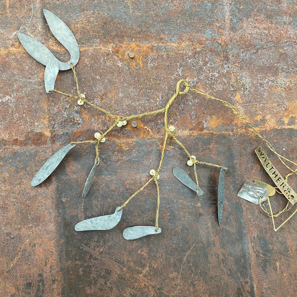 Hanging Brass Mistletoe with Zinc Leaves - Walther & Co