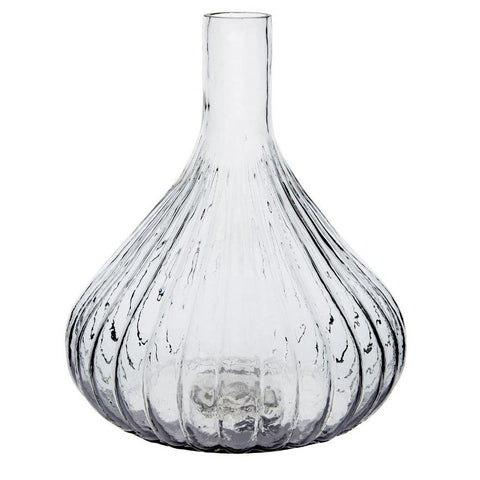 Large Onion Shaped Clear Glass Vase