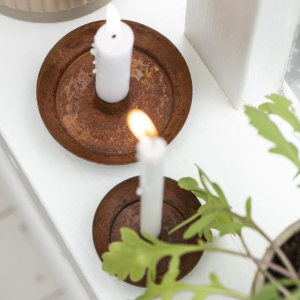 Rust Holder for Thin Taper or Regular Dinner Candle