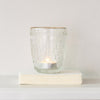 Pressed Glass Tealight Holder with Gold Rim - Flower