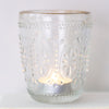 Pressed Glass Tealight Holder with Gold Rim - Flower