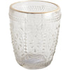 Pressed Glass Tealight Holder with Gold Rim - Flower