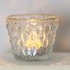 Pressed Glass Tealight Holder with Gold Rim - Small - Diamond