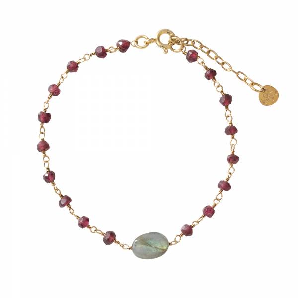 Universe Garnet and Labradorite Gold bracelet - A Beautiful Story