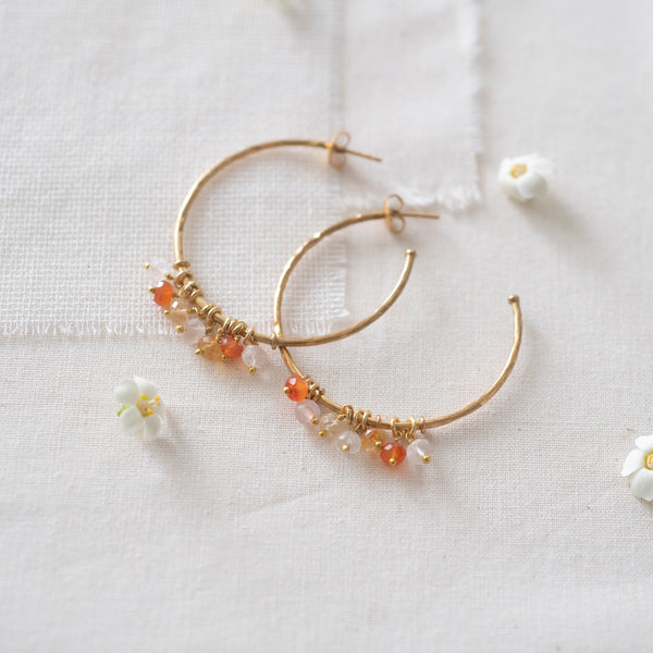 Aurora Rose Quartz Carnelian Citrine Gold Plated Earrings - A Beautiful Story