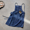 washed canvas adjustable apron washed navy