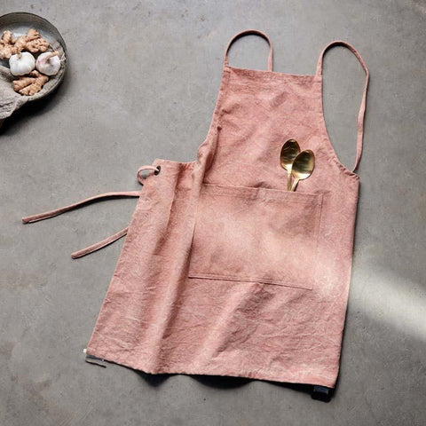 WAshed Canvas Apron adjustable strap tie washed rust