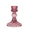 Diamond Pressed Glass Candlestick - Amethyst