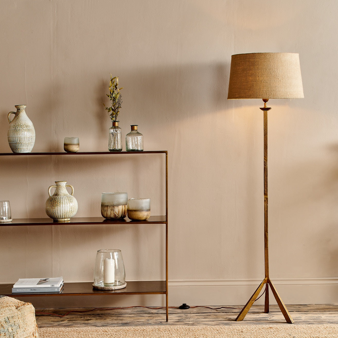 Ellis tripod floor lamp brass deals