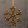 Antique Gold Beaded Snowflake Hanging Decoration - Two Sizes