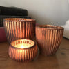 Old Gold Ribbed Glass Tealight Holder - Three Sizes - Greige - Home & Garden - Chiswick, London W4 