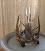 Antler-Wrapped, Mouth Blown Glass Hurricane - Two Sizes - Greige - Home & Garden - Chiswick, London W4 