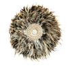 Natural Feather and Shell Juju Hat Wall Hanging Grey Brown