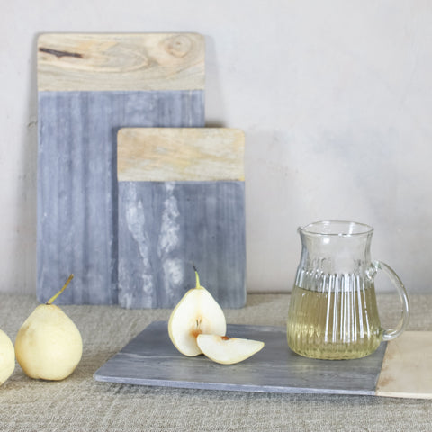 Grey Marble and Mango Wood Platter - Two Sizes - Greige - Home & Garden - Chiswick, London W4 