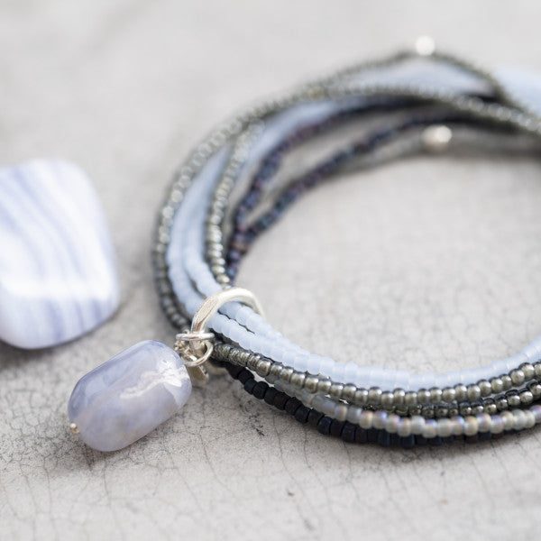 Nirmala Blue Lace Agate Silver Bracelet - A Beautiful Story