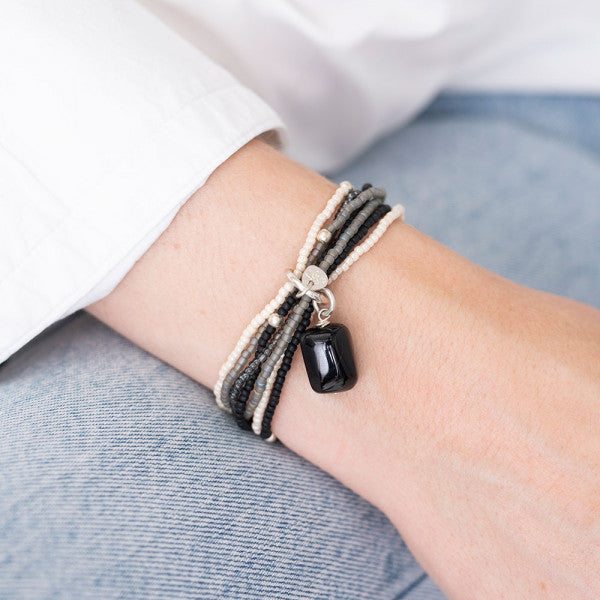 Nirmala Black Onyx Silver Bracelet - A Beautiful Story