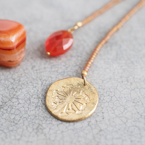 Fairy Carnelian Dandelion Gold Necklace - A Beautiful Story