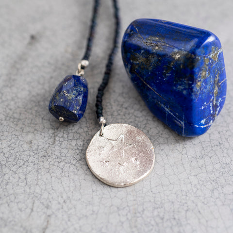 Fairy Lapis Lazuli Silver Stars Necklace - A Beautiful Story