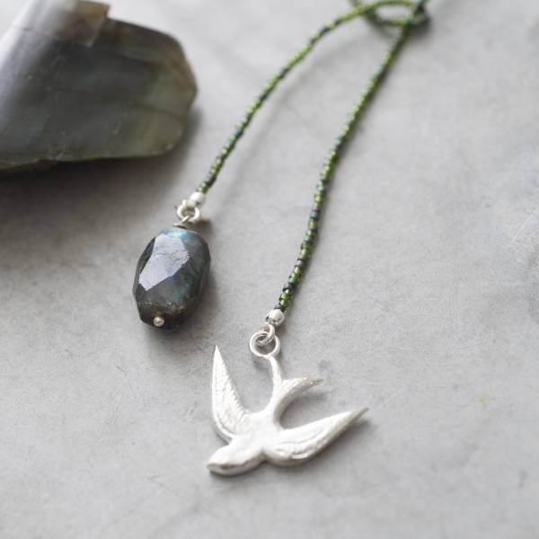 Nova Labradorite Swallow Silver Necklace A Beautiful Story