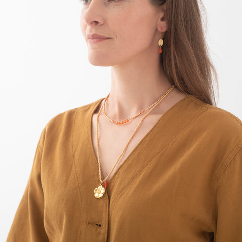 Fantasy Carnelian Poppy Gold Coloured Necklace - A Beautiful Story