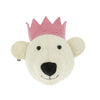 Mini Baby Bear Head with Pink Crown by Fiona Walker, England - Greige - Home & Garden - Chiswick, London W4 