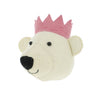 Mini Baby Bear Head with Pink Crown by Fiona Walker, England - Greige - Home & Garden - Chiswick, London W4 