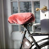 Marsala Rose coloured sheepskin bicycle seat cover