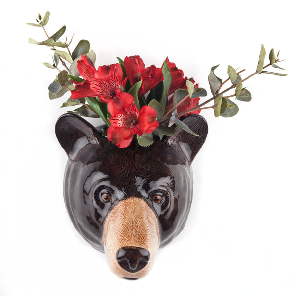 Black Bear Wall Vase by Quail Ceramics