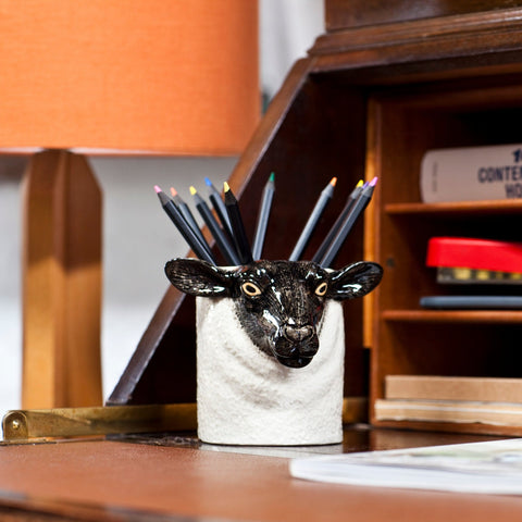 Black Faced Suffolk Sheep Pencil Pot by Quail Ceramics