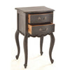 Tall Two Drawer French Style Side Table - Black Finish