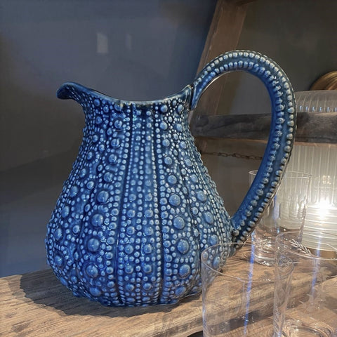 Ceramic Urchin Jug Pitcher Large Blue