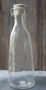 Clear Glass Bottle with Ceramic Swing Top Stopper - Greige - Home & Garden - Chiswick, London W4 