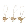 Set of three hanging wire birds brass finish
